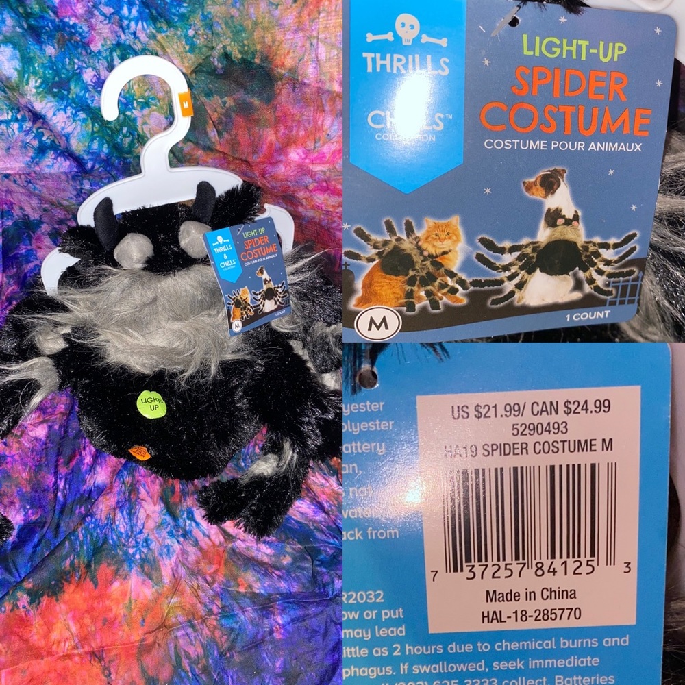 Spider light up Halloween pet costume dog